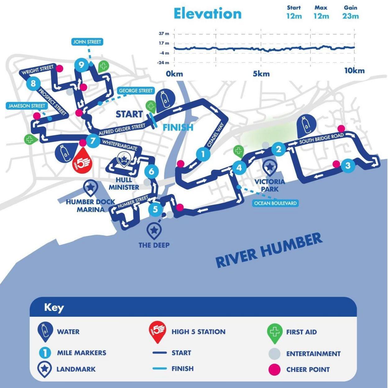 Hull 10K 2024 route map