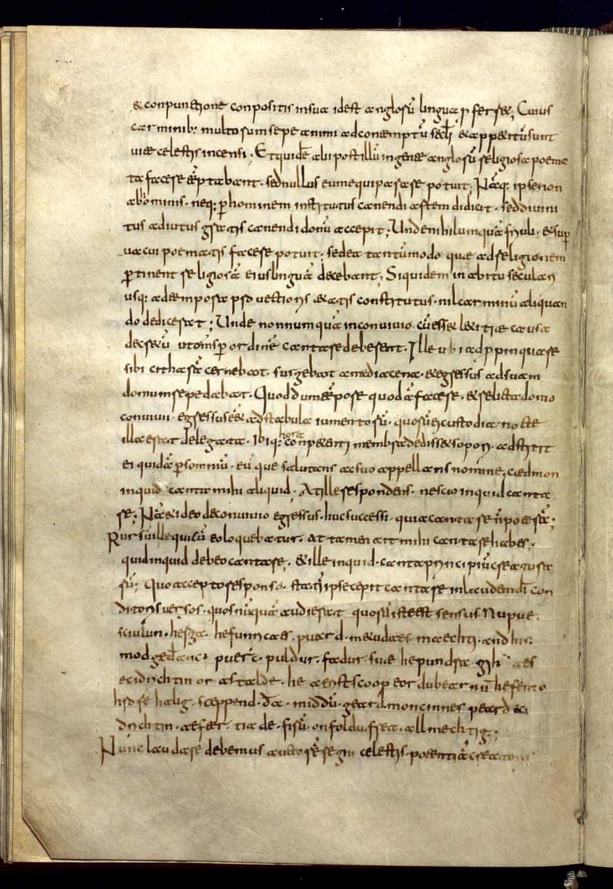 The Old English manuscript with Caedmon’s Hymn.