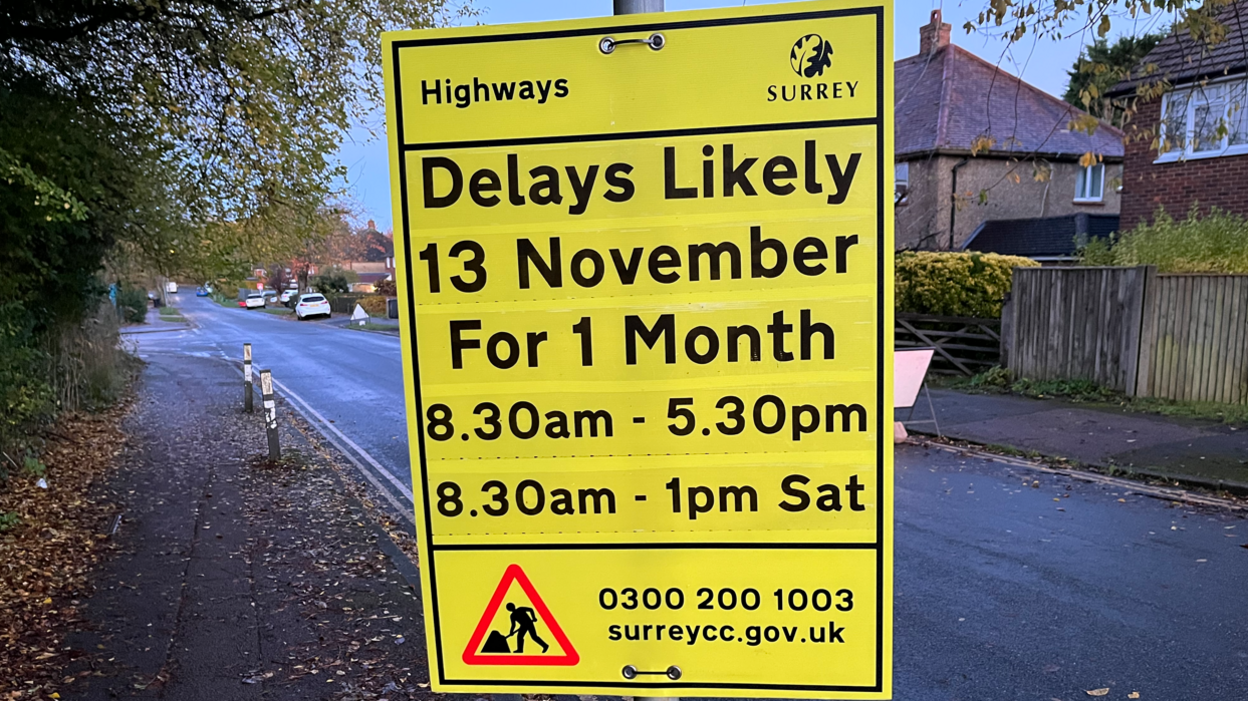 Guildford roadworks sign