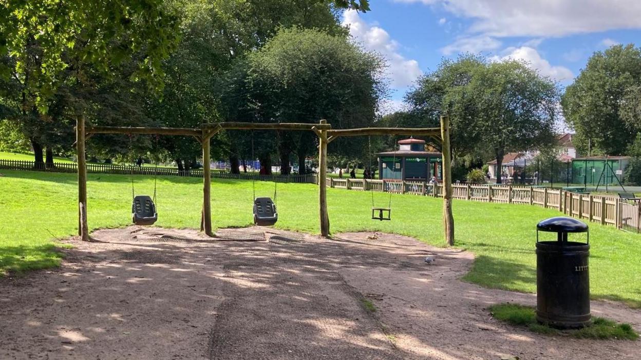 Three singular swings at St George's Park in Bristol.