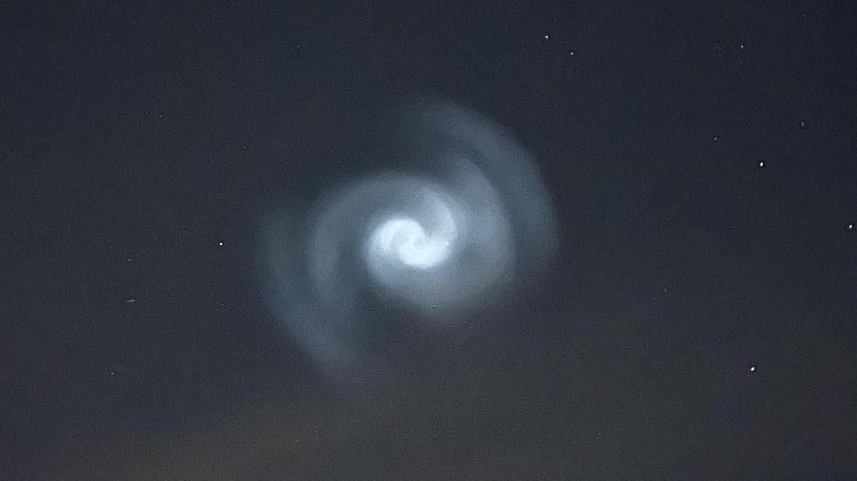 A spiral light seen in skies above Nottinghamshire 