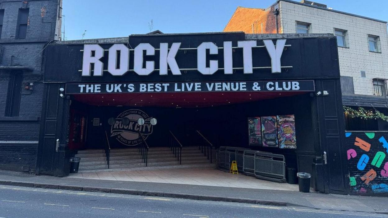 The entrance of Rock City, a music venue in Nottingham