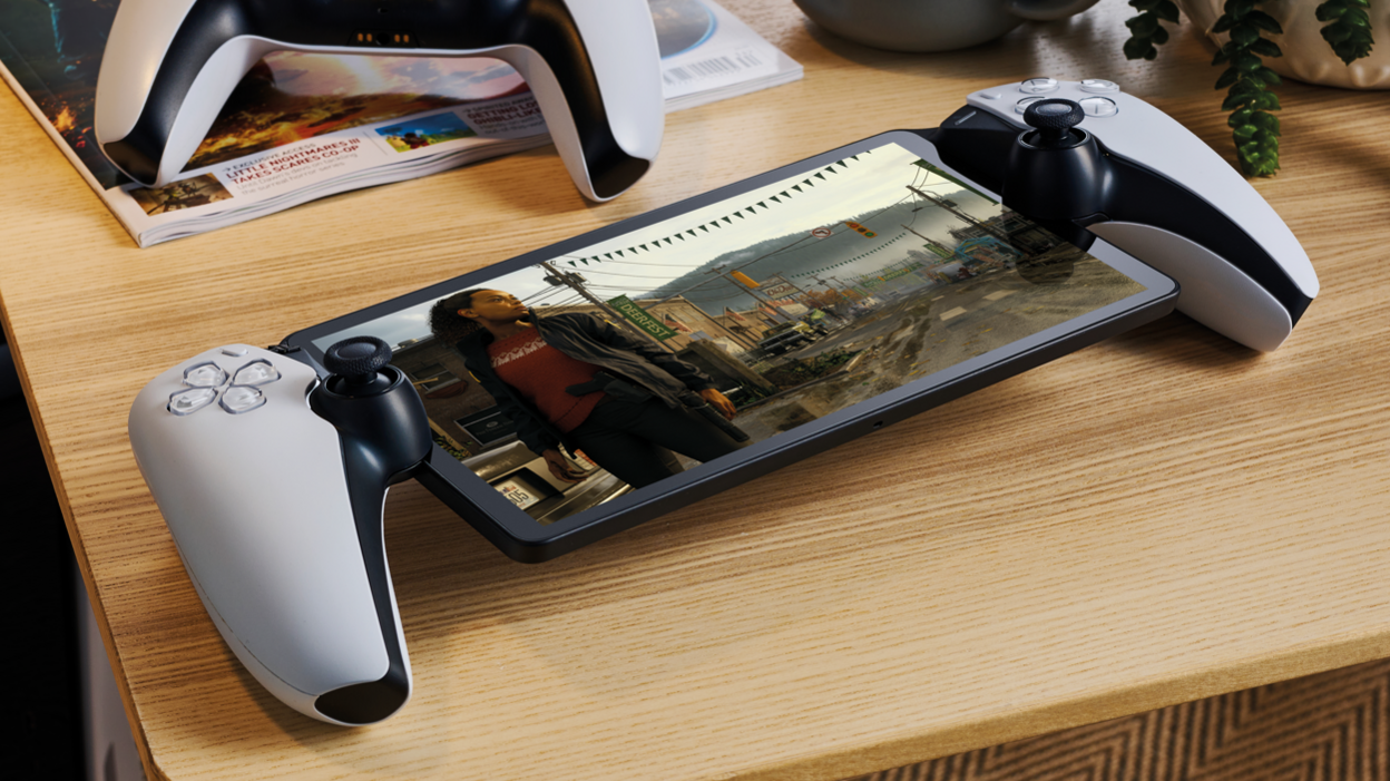 A PlayStation Portal - it looks like a PS5 controller split in half with a screen in the middle.