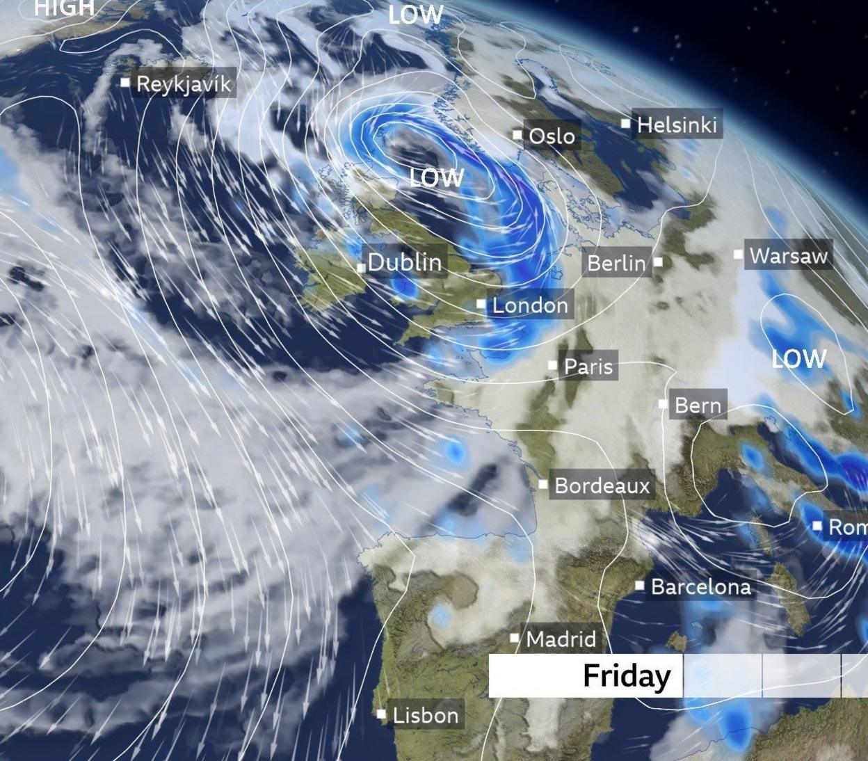 Very strong winds are forecast for parts of the UK and Ireland on Friday and Saturday