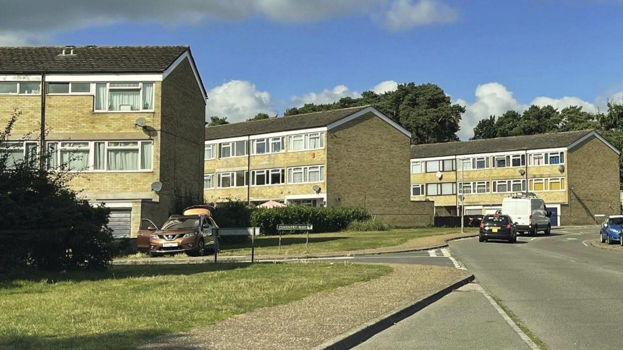 We can see some of the blocks of housing on the Abbey Estate, Thetford.