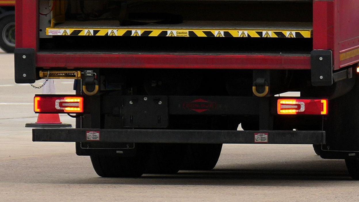 Close up image of the back of a lorry