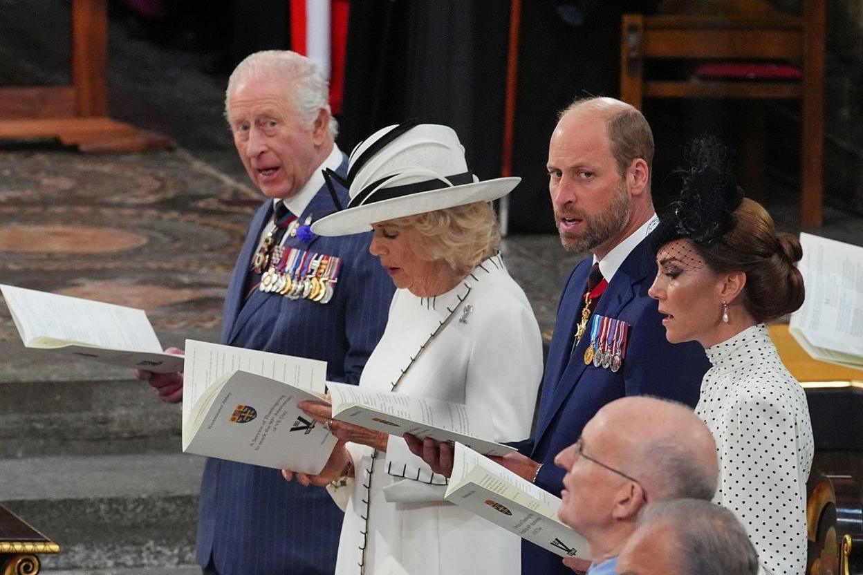 Members of the Royal Family at VE Day service.