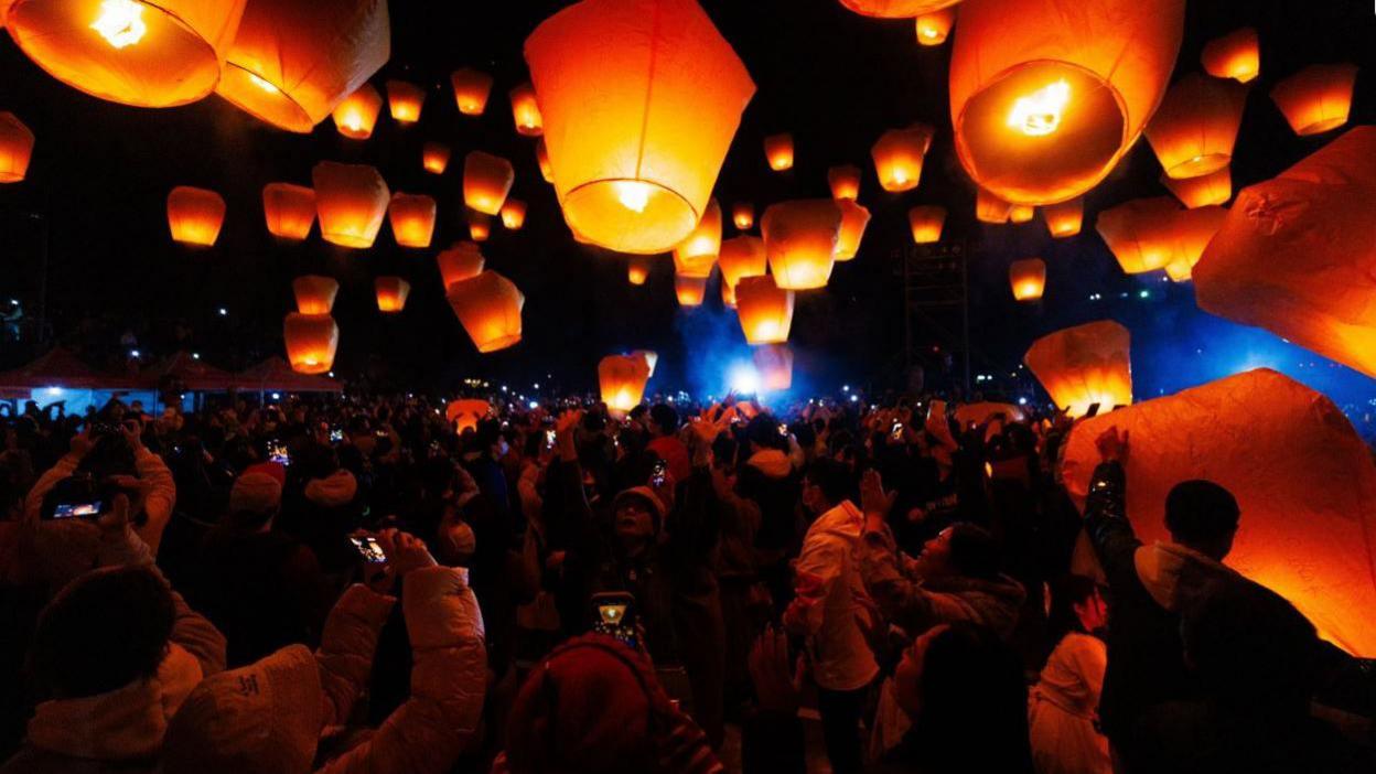 lanterns being released