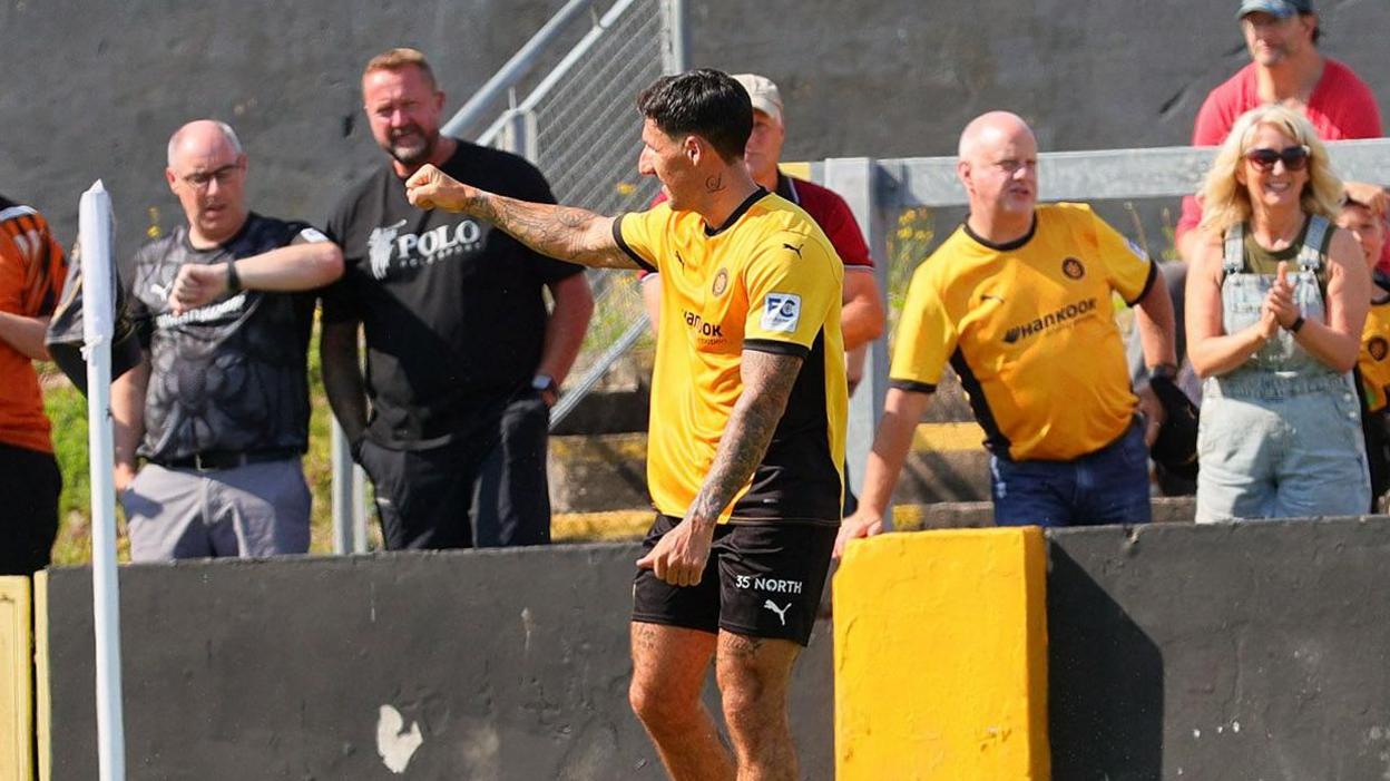 Danny Gibson celebrates