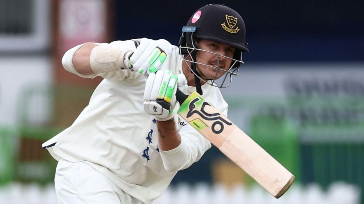 Sussex opener Daniel Hughes plays a shot