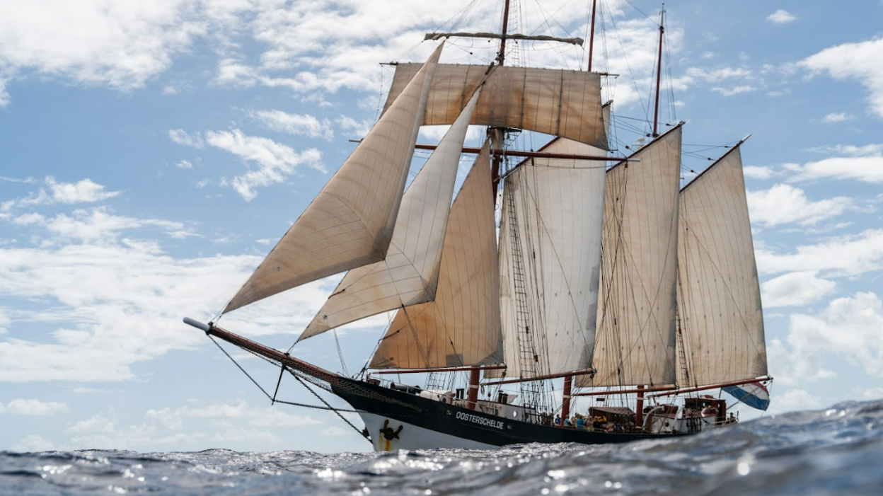 A tall ship sailing on the ocean