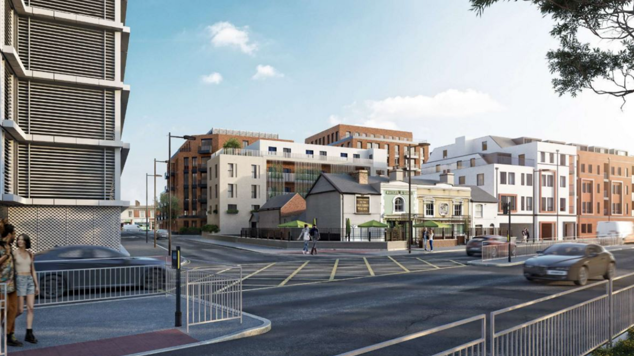 CGI plans of the five storey flats behind the edwardian pub