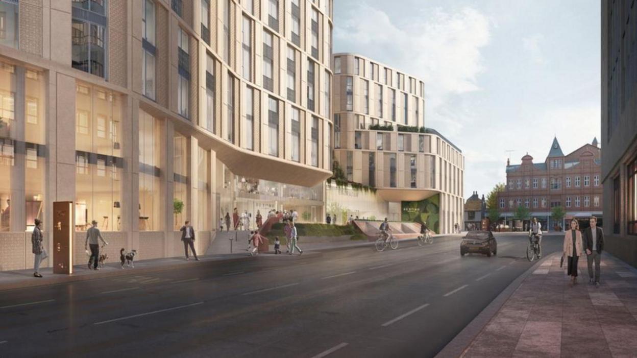 Computer generated image of the exterior of the planned Roman Quarter attraction