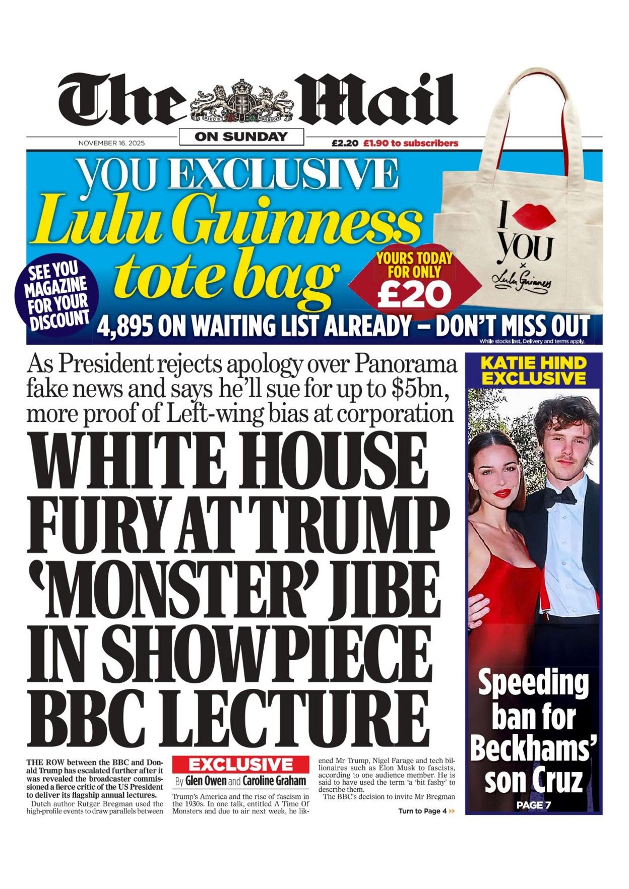 Daily Mail front page