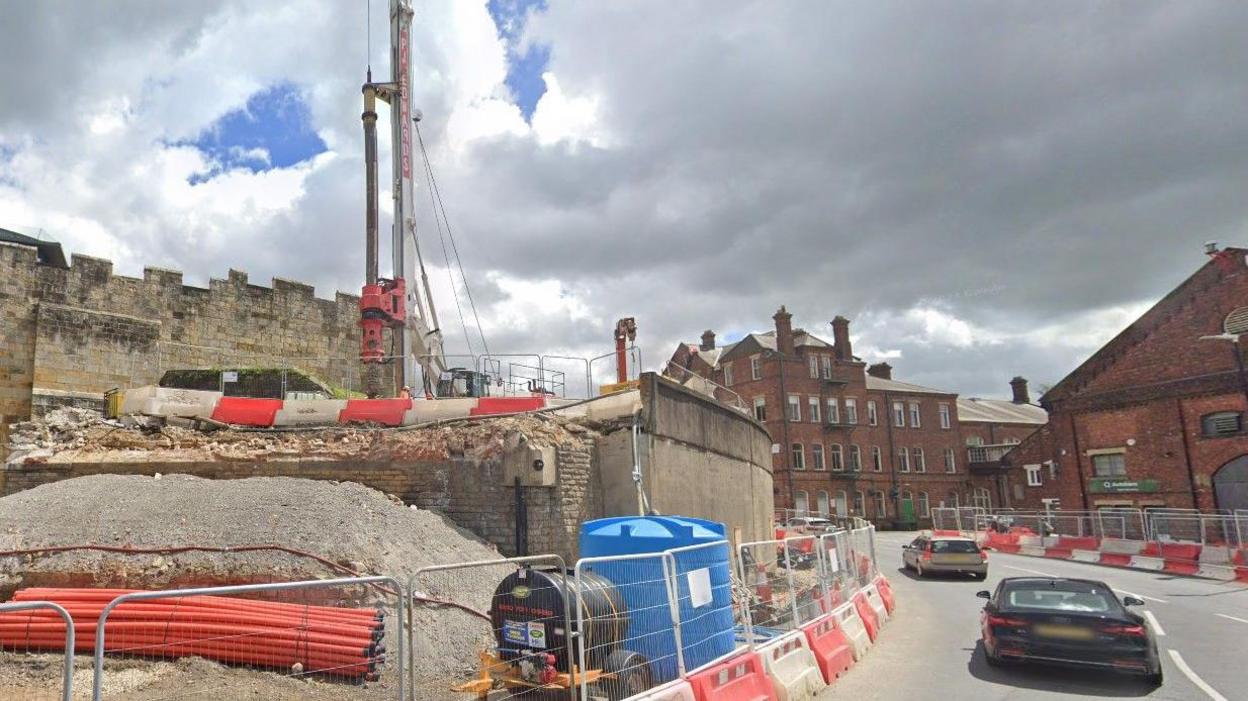 Demolition work on bridge