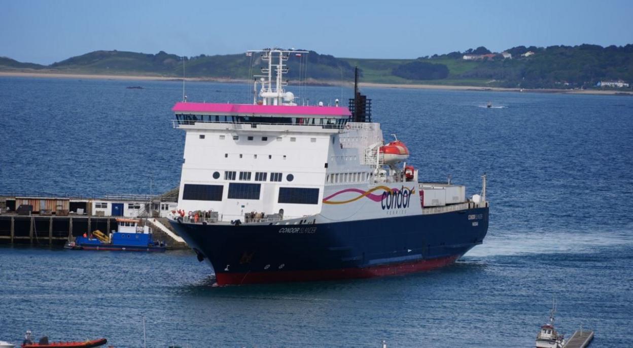 A Condor ferry approaches land 