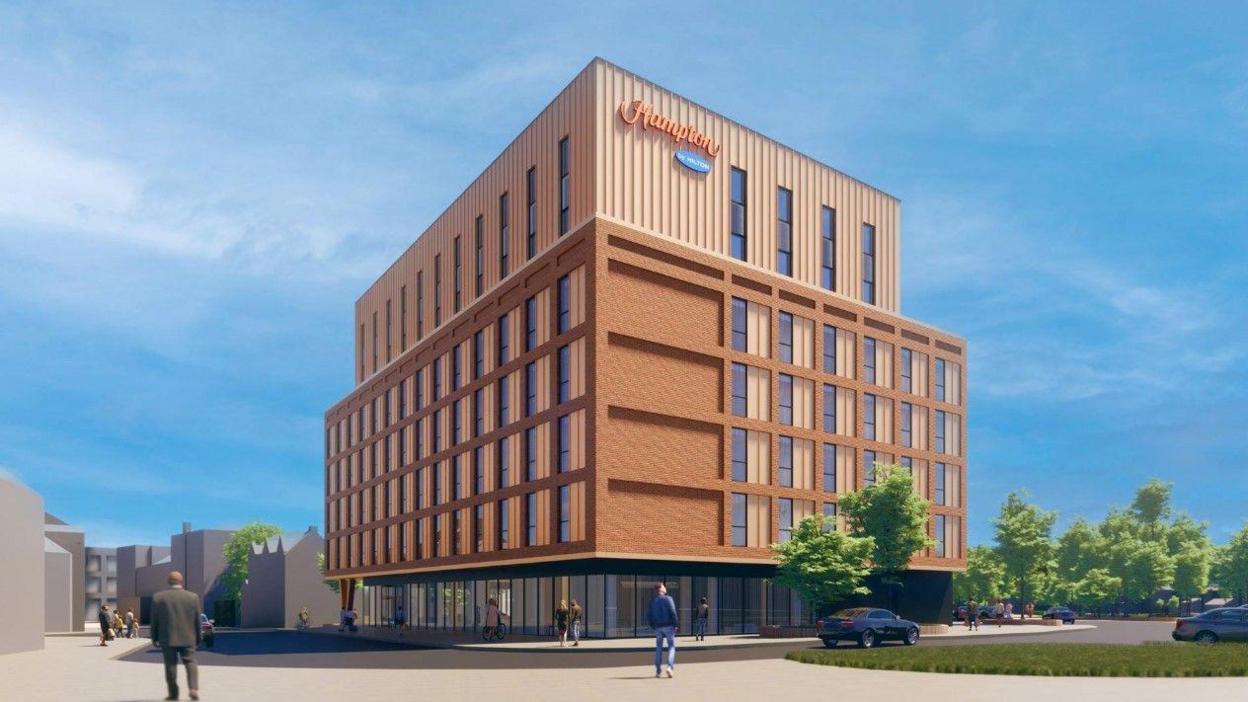 An artist's impression of Nuneaton's Hampton by Hilton hotel