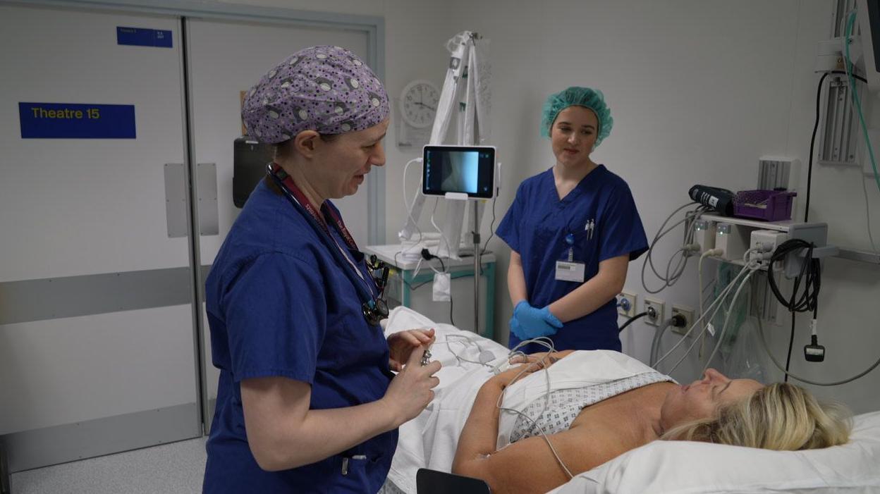 Deborah Horsley being prepped for surgery