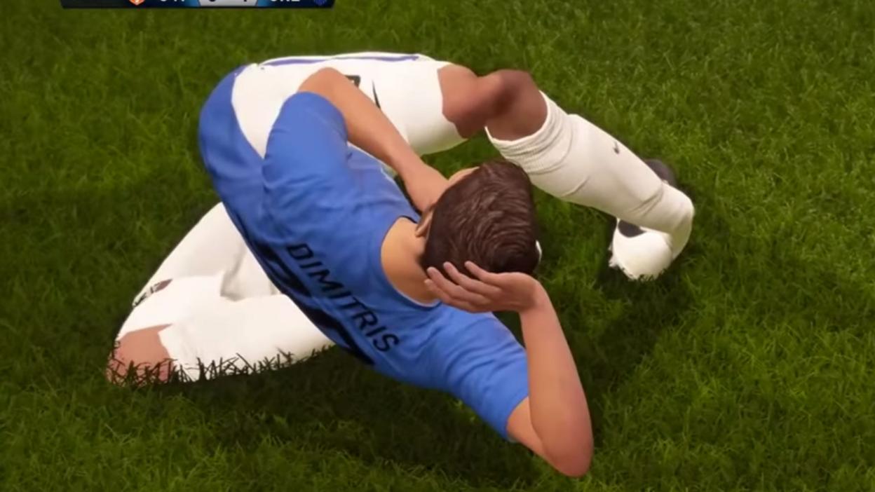 FIFA 17 glitch - Dimitris seems double jointed