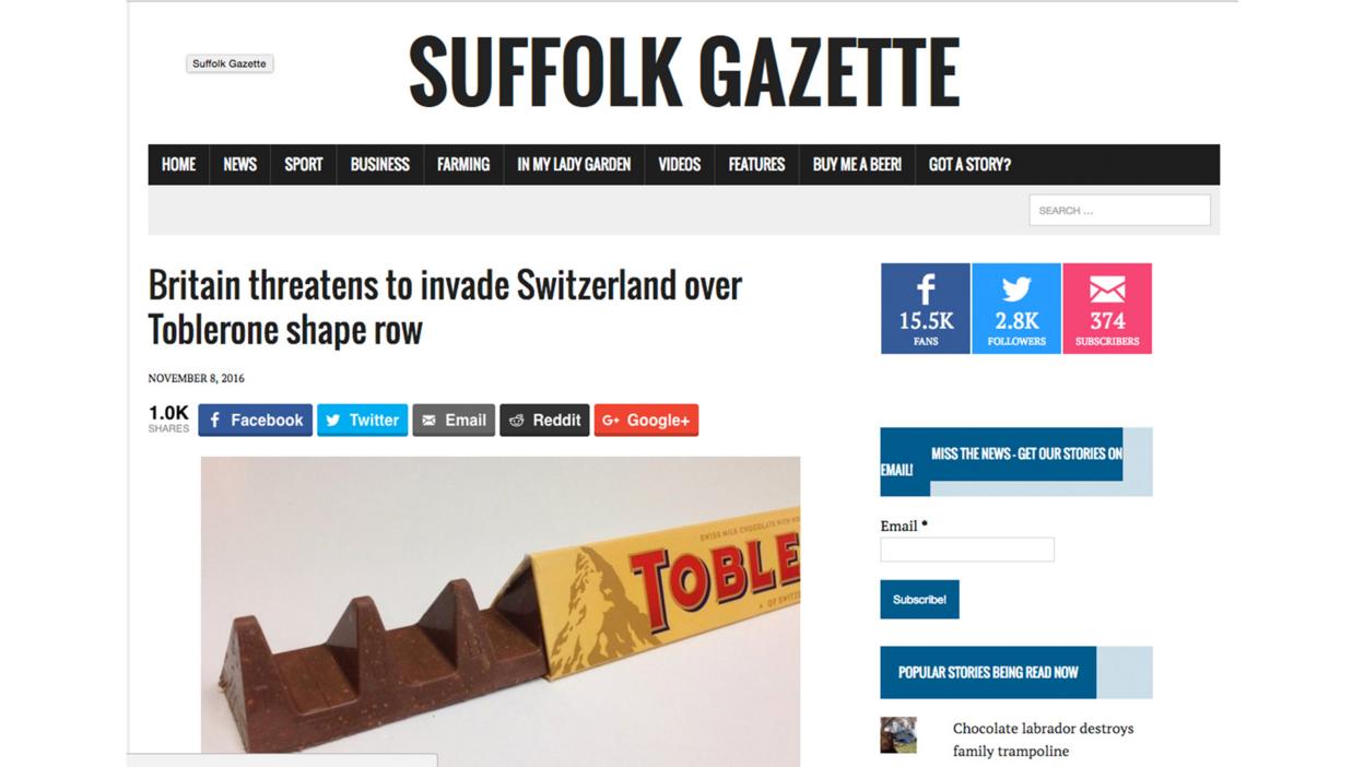 Fake facebook story - Toblerone