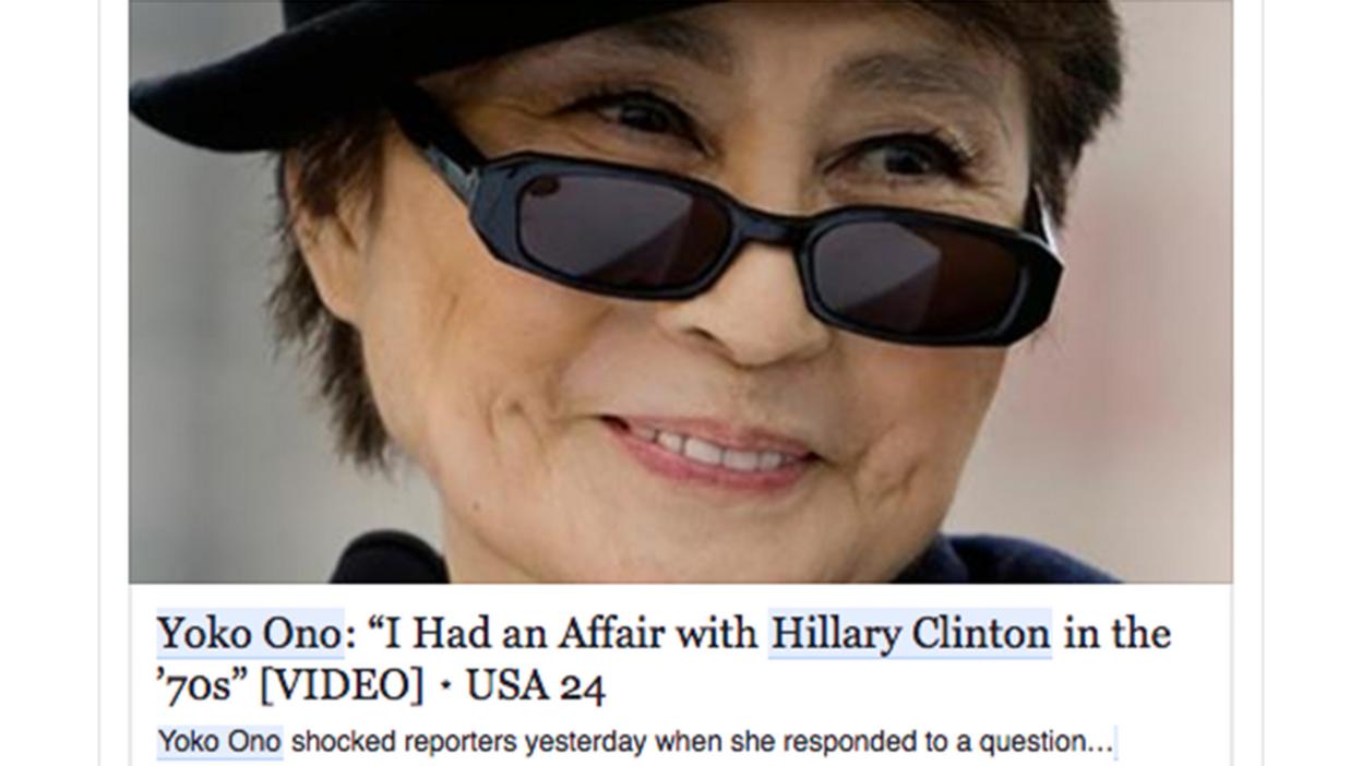 Fake facebook story - Yoko Ono