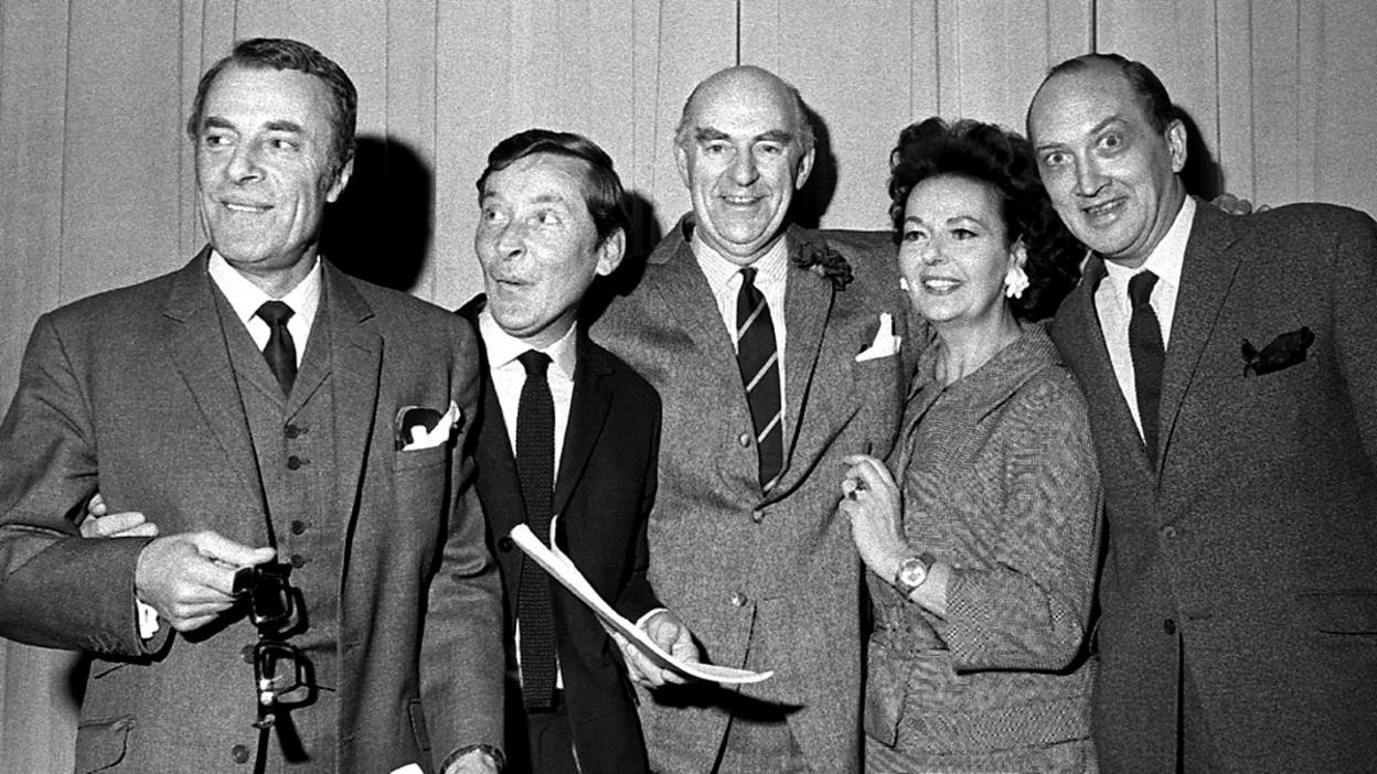 Black and white photograph of Round the Horne cast