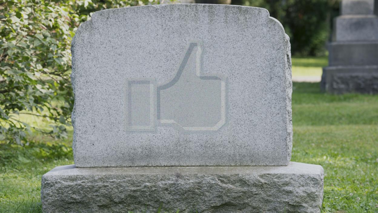A grave featuring a facebook 
