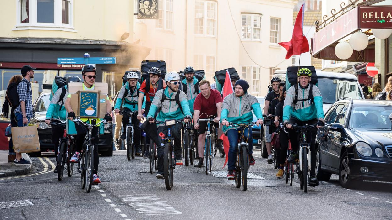 Deliveroo protest in Brighton