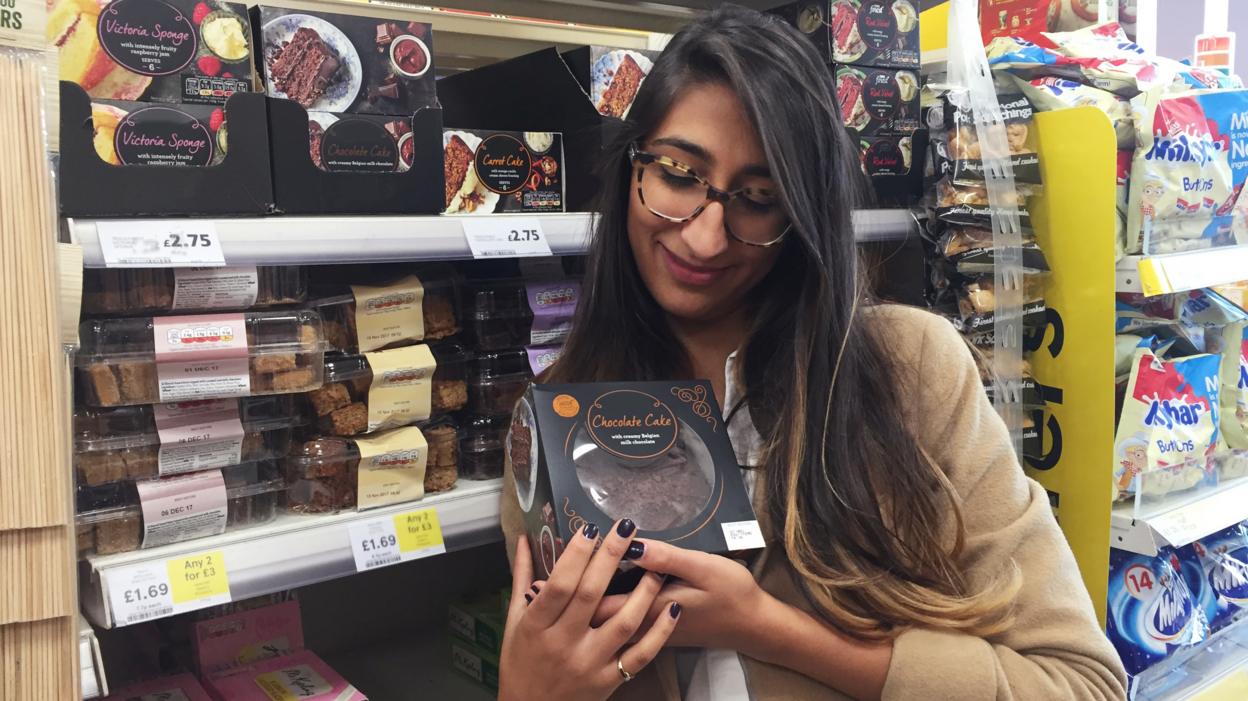 Radhika with chocolate cake.