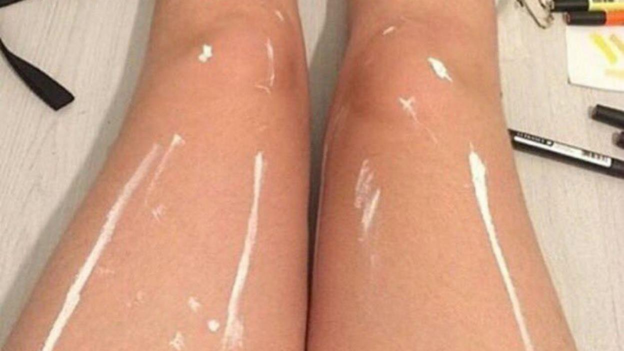 Legs covered in oil?