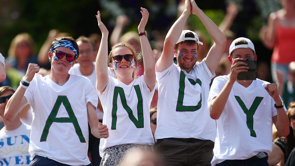 Andy Murray fans celebrate at Wimbledon