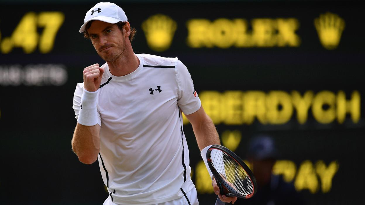 Andy Murray celebrates with a 