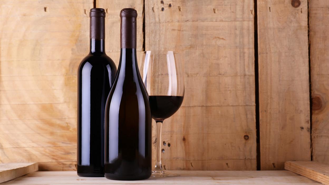 Two bottles of red dessert wine