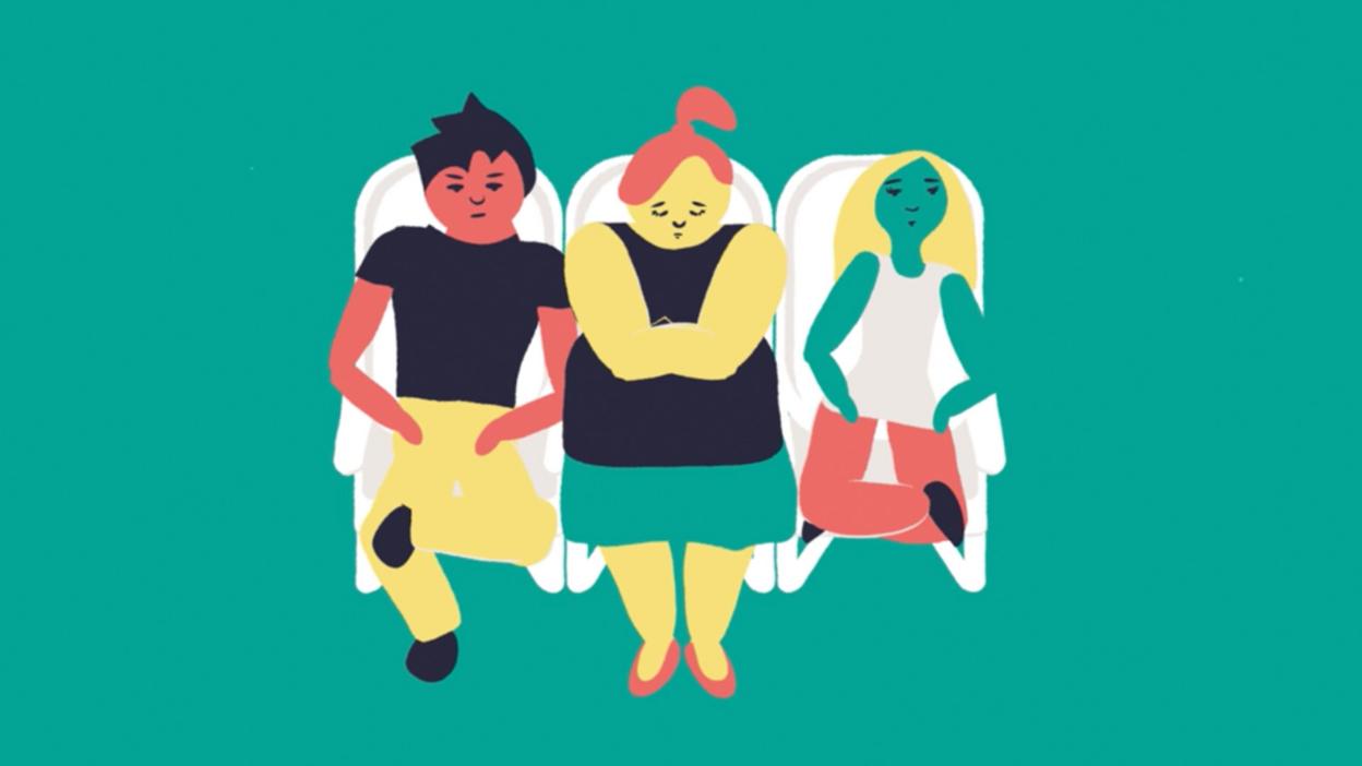 Woman uncomfortable on plane