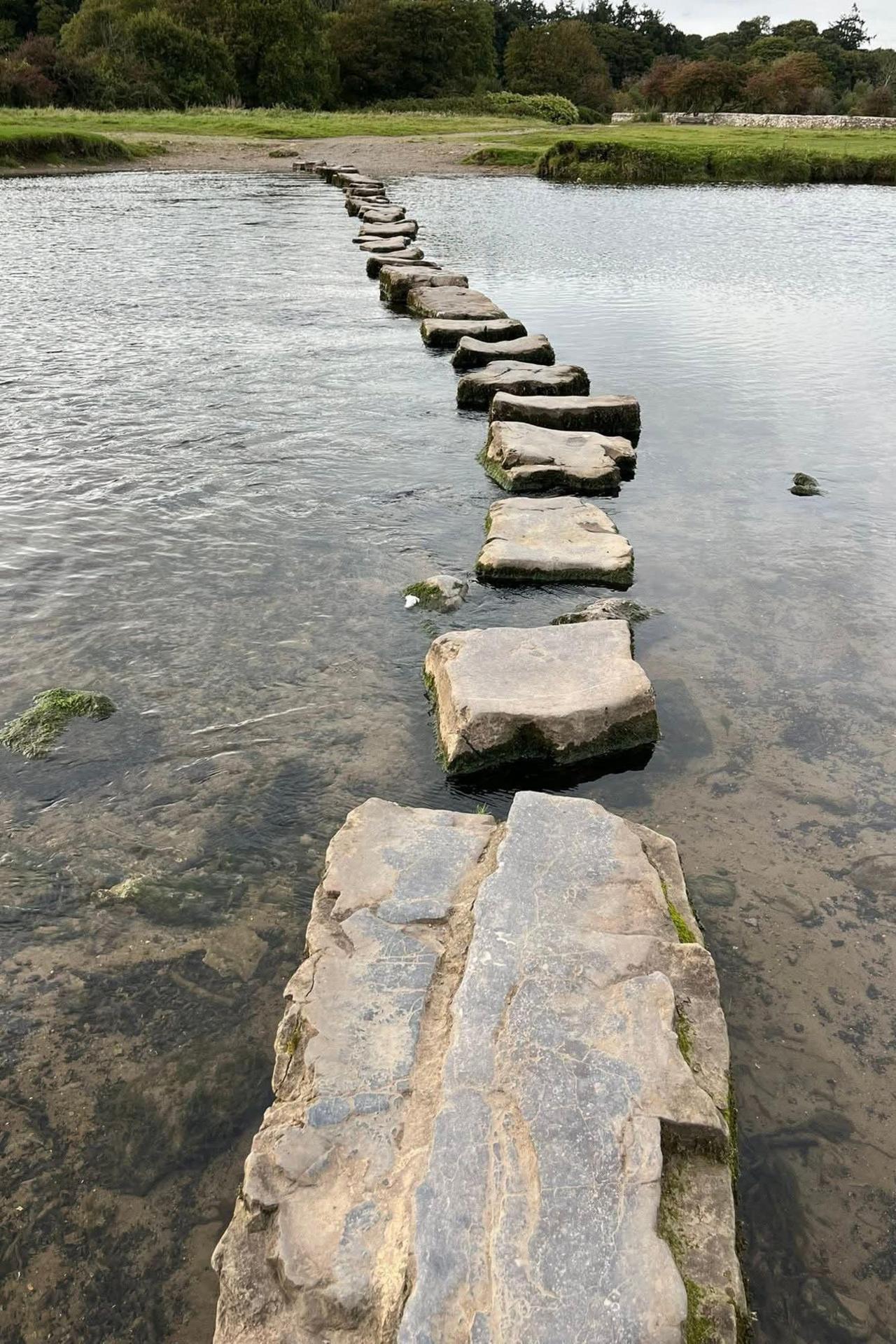 The stepping stones across the river.