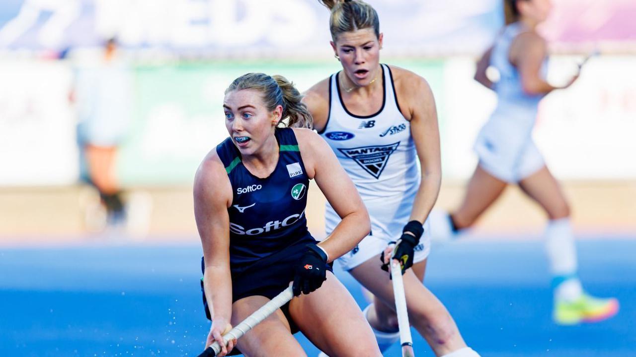 Charlotte Beggs in action in the FIH Nations Cup final against New Zealand