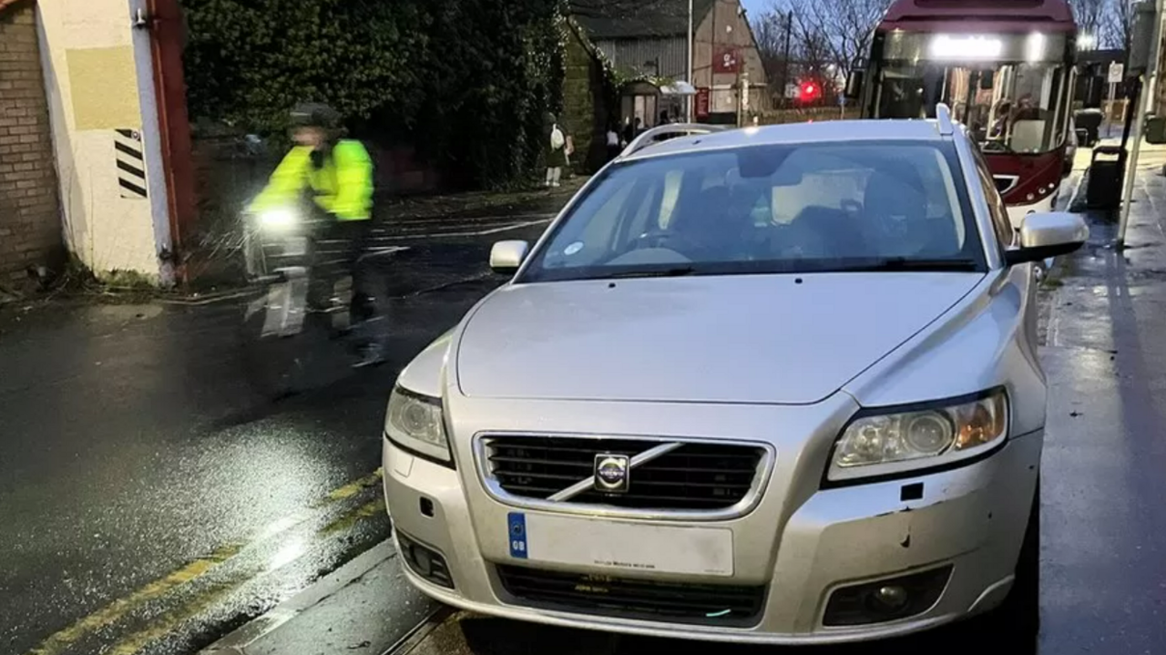 A car parked on the pavement in Seafield, Edinburgh