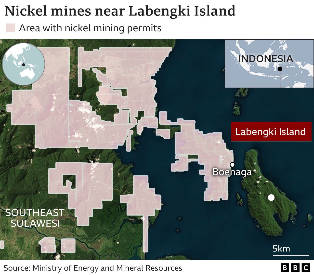 Map showing location of area with mining permits