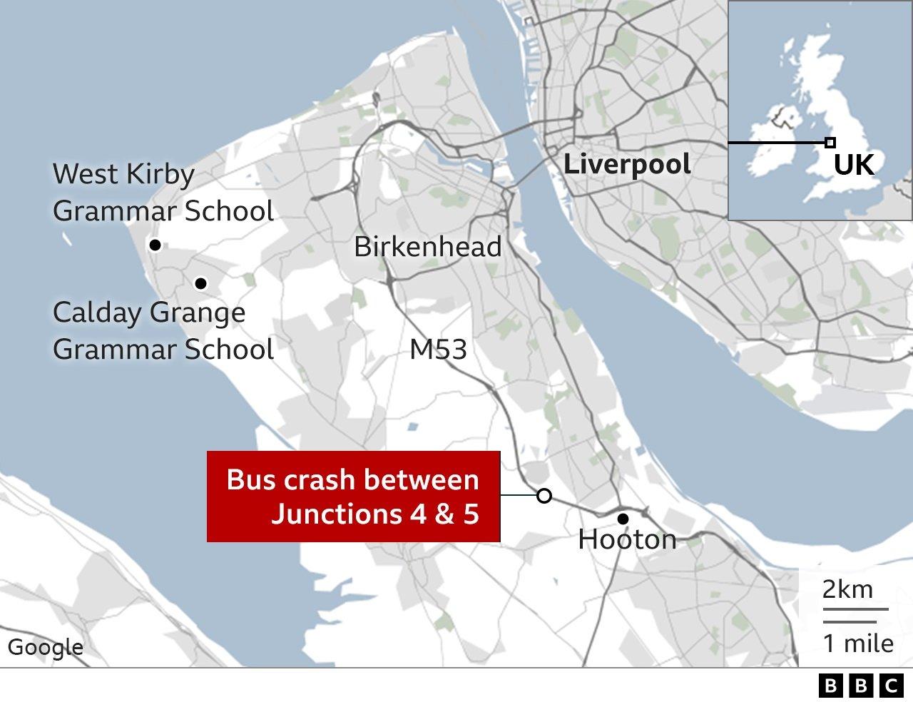 Map of M53 crash