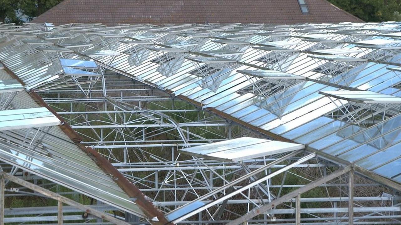 An aerial view of a redundant glasshouse site in St Clement.