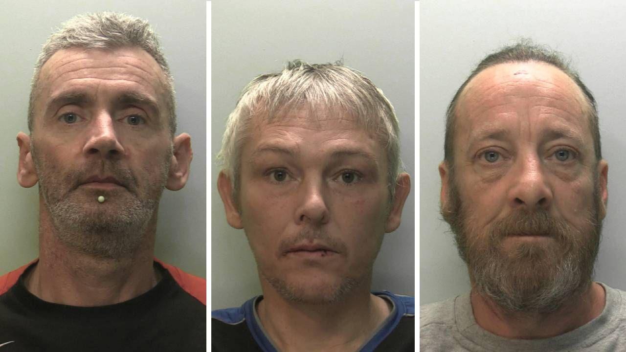 Mugshots of three men, aged 51, 41 and 51.