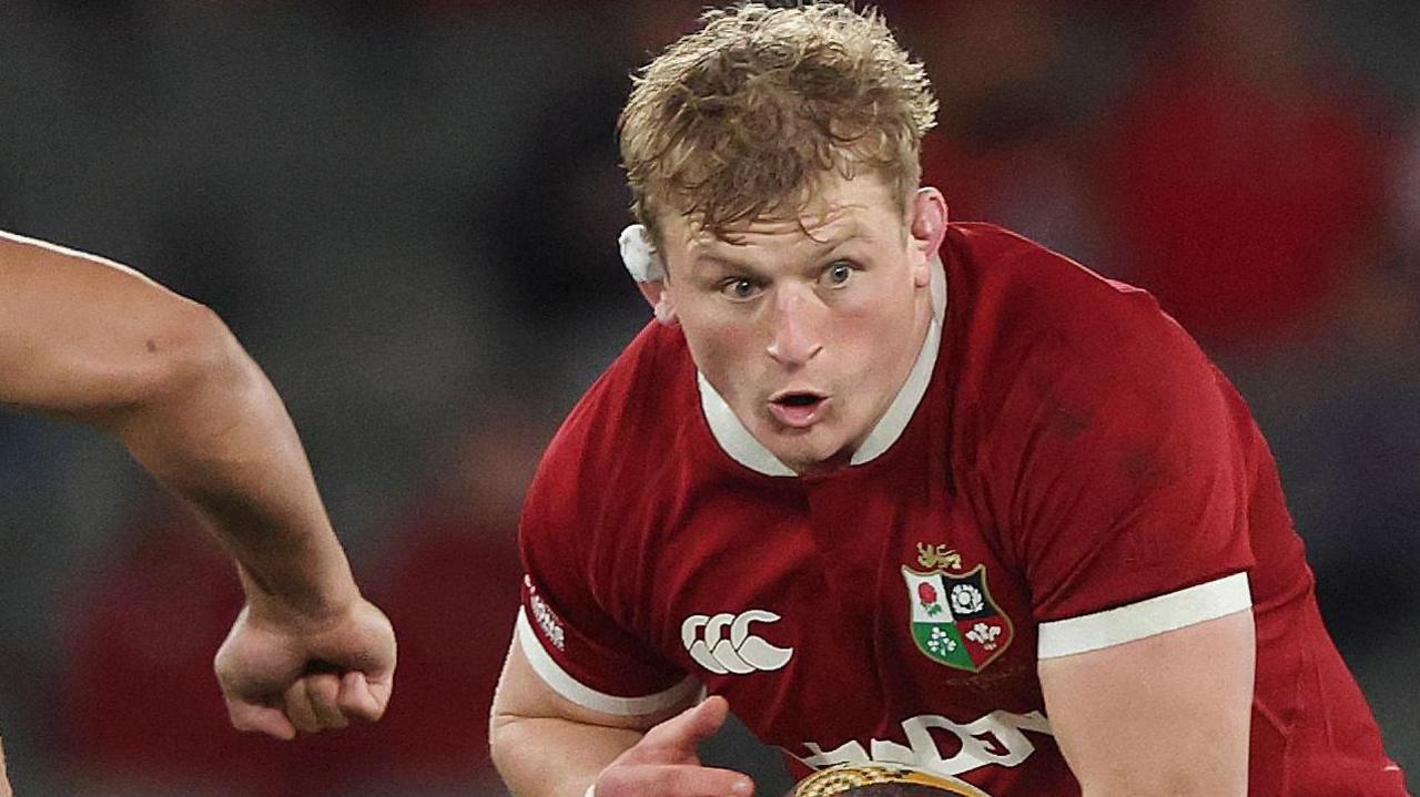 Jac Morgan charges forward for the Lions