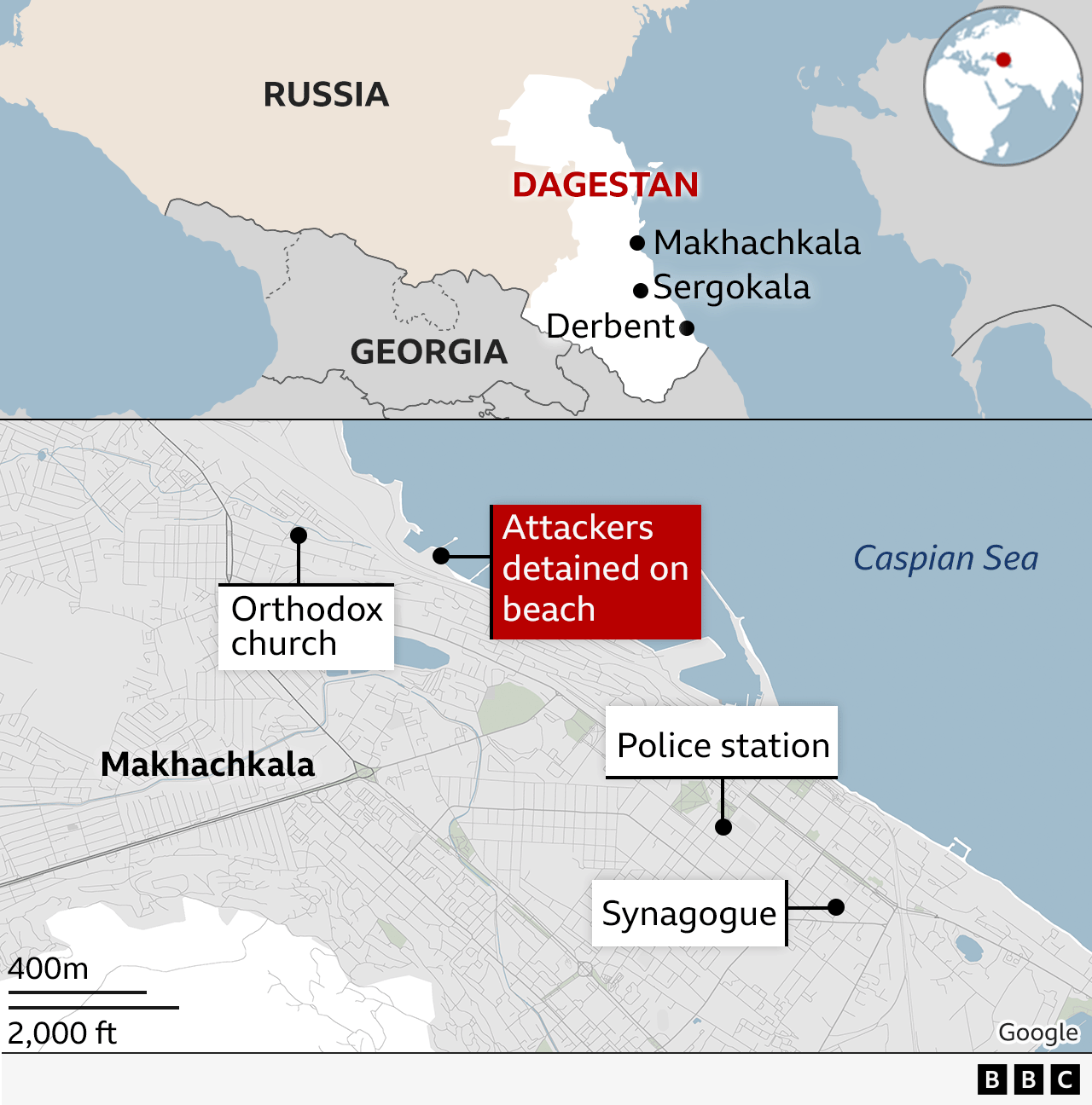 Map of the attacks