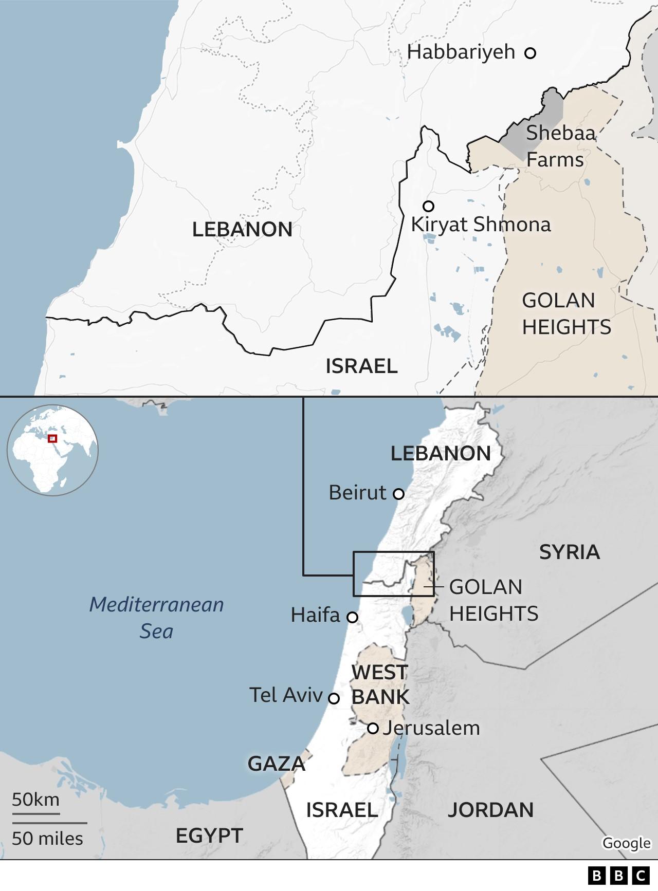 Israel-Lebanon map