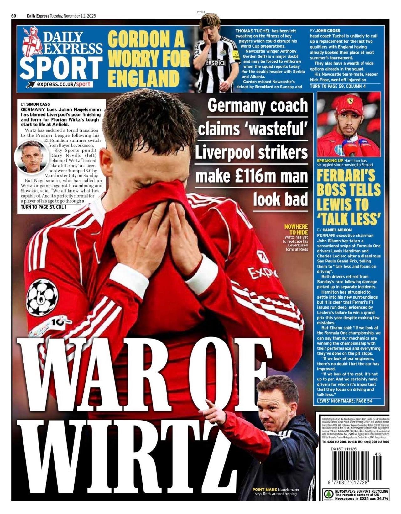 Daily Express back page