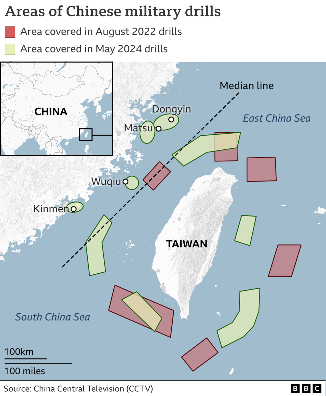 Map of Taiwan and Chinese coast