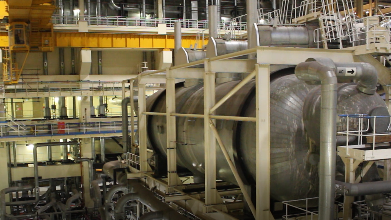 The inside of the turbine hall in Sizewell B