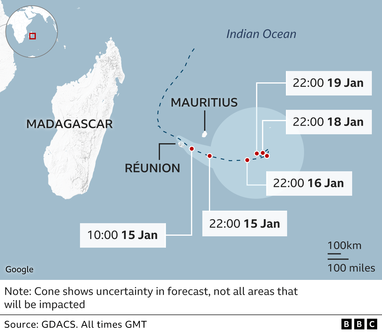 map showing the projected path of the storm