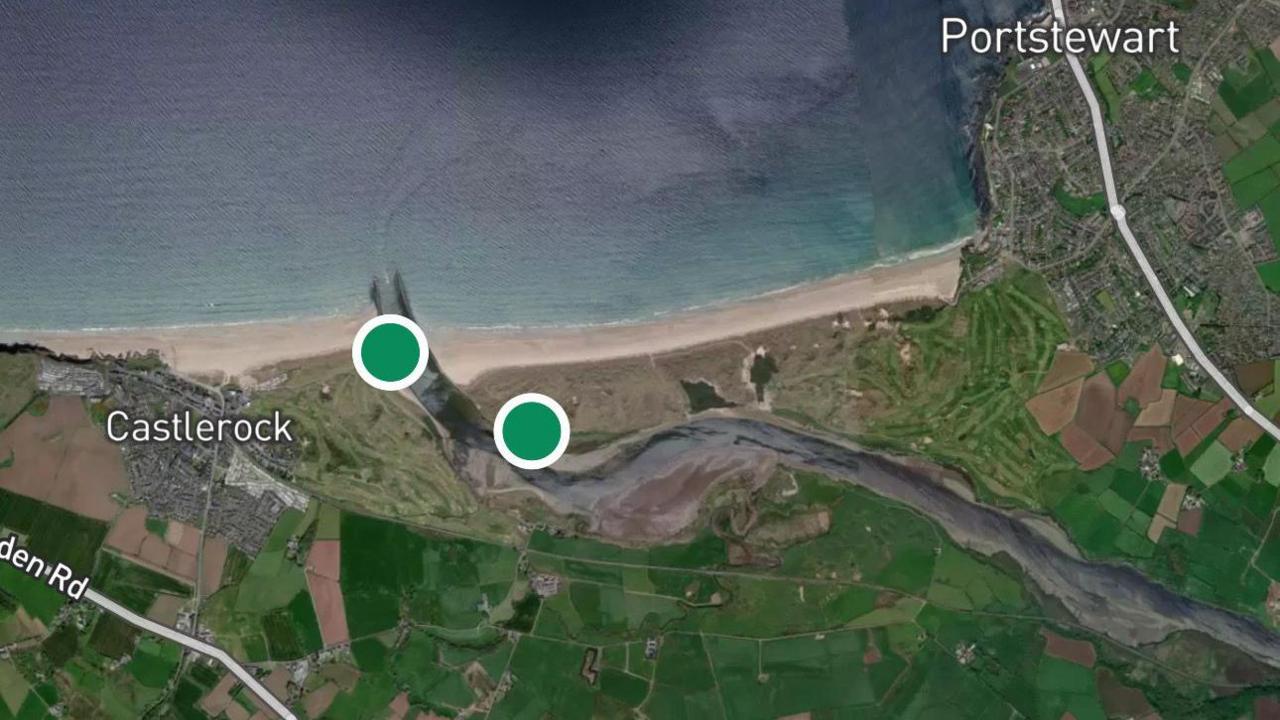 The Bloomin' Algae app shows where the algae has been confirmed at the Barmouth between Portstewart and Castlerock