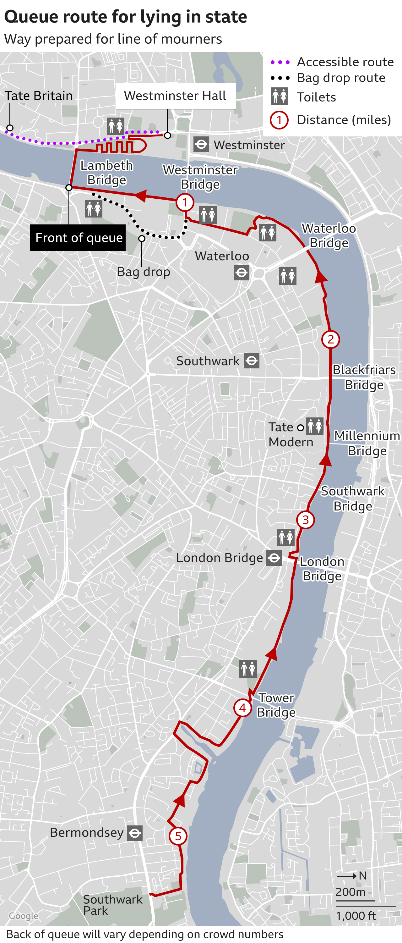 Map showing queue